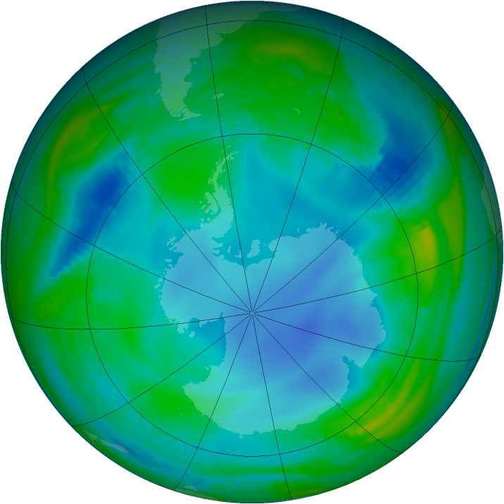 Antarctic ozone map for 04 July 2000